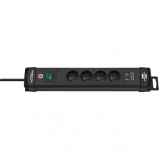Premium-Line stekkerdoos met USB 4-voudig zwart 1.80 m H05VV-F 3G1,5 TYPE E