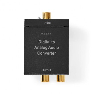 Digitale Audioconverter | 1-weg | Input: 1x Digital RCA / 1x TosLink | Output: 1x (2x RCA) / 1x 3,5 mm | Automatisch | GeÃ¯ntegreerde versterker | Zwart