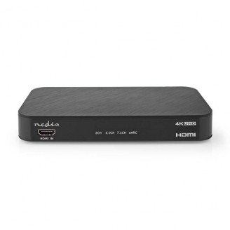 Digitale Audioconverter | 2-wegs | Input: DC Power / 1 x HDMI Input | Output: 1x 3,5 mm / 1x TosLink / 3x HDMI Output | Automatisch / Drukknop | Antraciet