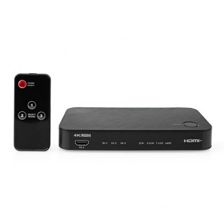 Digitale Audioconverter | 2-wegs | Input: DC Power / 3x HDMI Input | Output: 1x 3,5 mm / 1x TosLink / 2x HDMI Output | Automatisch / Drukknop | Antraciet