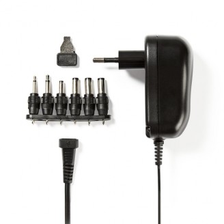 Universele AC-Stroomadapter | 12 W | 3 - 12 V DC | 1.80 m | 2.0 A | 6 plug(s) | Zwart