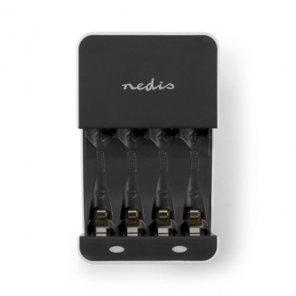 NiMH-Batterijlader AA / AAA | 1.2 V DC | Druppelladen | Type C (CEE 7/16) | Batterijtype: AA / AAA | Wit / Zwart