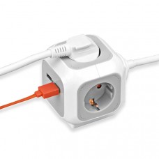 ALEA-Power Stekkerdoos met USB /Stekkerblok (Stekkerdozen 4-voudig, 2x USB Lader en 1,40 m kabel) TYPE F