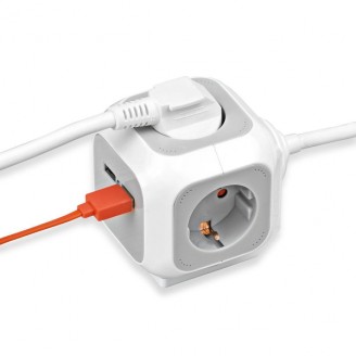 ALEA-Power Stekkerdoos met USB /Stekkerblok (Stekkerdozen 4-voudig, 2x USB Lader en 1,40 m kabel) TYPE F