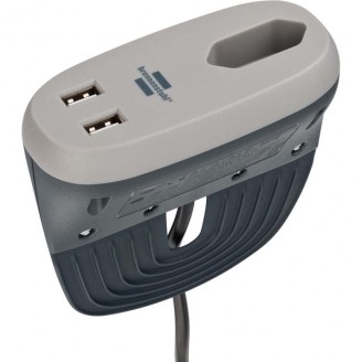 Estilo bankcontactdoos met USB-oplaadfunctie (bankcontactdoos met 1x Euro-contactdoos en 2x USB-lader, bedcontactdoos met montagerail) EURO