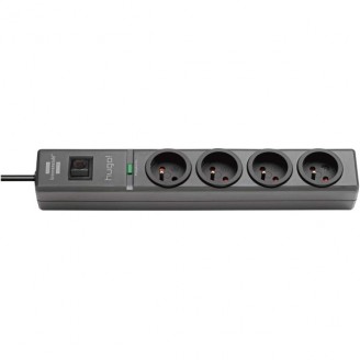 Overspanningsbeveiligde Extension Socket Hugo! 4-Weg 2.00 m - Frankrijk / Type E (CEE 7/6)