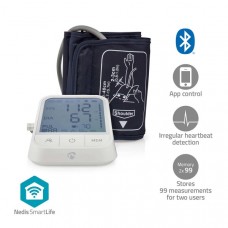 SmartLife Bloeddrukmeter | Arm | Bluetooth | LCD-Scherm | 22 - 42 cm | Aanduiding van stil houden / Detectie van onregelmatige hartslag / Detectie voor het dragen van armband | Wit