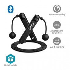 SmartLife Buitensport | Springtouw | Bluetooth | Dual Hall sensor | LED-Scherm | PVC | 3.00 m | Snoerloze Ballen / Tasje | Zwart