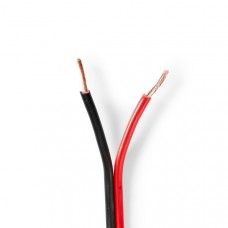 Speaker-Kabel | 2 x 1.50 mmÂ² | Koper | 100.0 m | Rond | PVC | Rood / Zwart | Rol