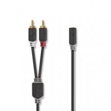 Stereo-Audiokabel | 2x RCA Male | 3,5 mm Female | Verguld | 1.00 m | Rond | Antraciet | Doos