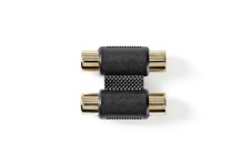 Stereo-Audioadapter | 2x RCA Female | 2x RCA Female | Verguld | Recht | ABS | Antraciet | 1 Stuks | Doos