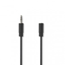 Stereo-Audiokabel | 3,5 mm Male | 3,5 mm Female | Vernikkeld | 2.00 m | Rond | Zwart | Doos