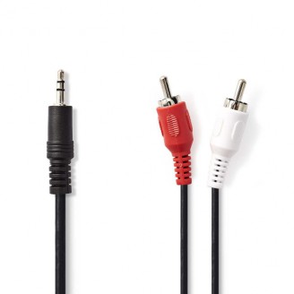 Stereo-Audiokabel | 3,5 mm Male | 2x RCA Male | Vernikkeld | 2.00 m | Rond | Zwart | Doos