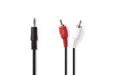 Stereo-Audiokabel | 3,5 mm Male | 2x RCA Male | Vernikkeld | 5.00 m | Rond | Zwart | Doos