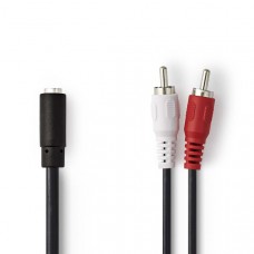 Stereo-Audiokabel | 2x RCA Male | 3,5 mm Female | Vernikkeld | 0.20 m | Rond | Doos