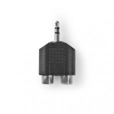 Stereo-Audioadapter | 3,5 mm Male | 2x RCA Female | Vernikkeld | Recht | ABS | Zwart | 1 Stuks | Doos
