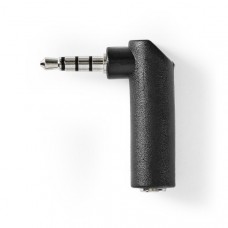 Stereo-Audioadapter | 3,5 mm Male | 3,5 mm Female | Vernikkeld | 90Â° Gehoekt | Metaal | Zwart | 1 Stuks | Doos