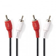 Stereo-Audiokabel | 2x RCA Male | 2x RCA Male | Vernikkeld | 1.00 m | Rond | Zwart | Doos