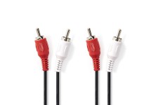 Stereo-Audiokabel | 2x RCA Male | 2x RCA Male | Vernikkeld | 5.00 m | Rond | Zwart | Doos