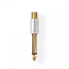 Mono-Audioadapter | 6,35 mm Male | RCA Female | Verguld | Recht | Metaal | Zilver | 1 Stuks | Doos