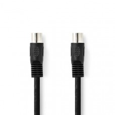 DIN-Audiokabel | DIN 5-Pins Male | DIN 5-Pins Male | Vernikkeld | 1.00 m | Rond | PVC | Zwart | Label