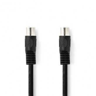 DIN-Audiokabel | DIN 5-Pins Male | DIN 5-Pins Male | Vernikkeld | 1.00 m | Rond | PVC | Zwart | Label