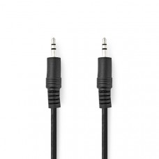 Stereo-Audiokabel | 3,5 mm Male | 3,5 mm Male | Vernikkeld | 0.50 m | Rond | Zwart | Label