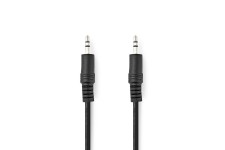 Stereo-Audiokabel | 3,5 mm Male | 3,5 mm Male | Vernikkeld | 5.00 m | Rond | Zwart | Label