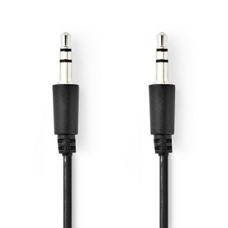 Stereo-Audiokabel | 3,5 mm Male | 3,5 mm Male | Vernikkeld | 1.00 m | Rond | Zwart | Label