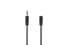 Stereo-Audiokabel | 3,5 mm Male | 3,5 mm Female | Vernikkeld | 10.0 m | Rond | Zwart | Label