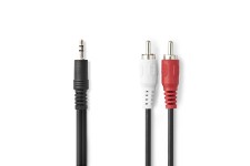 Stereo-Audiokabel | 3,5 mm Male | 2x RCA Male | Vernikkeld | 2.00 m | Rond | Zwart | Label