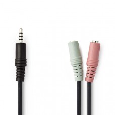 Stereo-Audiokabel | 3,5 mm Male | 2x 3,5 mm Female | Vernikkeld | 0.20 m | Rond | Zwart | Envelop