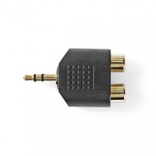 Stereo-Audioadapter | 3,5 mm Male | 2x RCA Female | Verguld | Recht | ABS | Zwart | 10 Stuks | Envelop