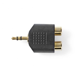 Stereo-Audioadapter | 3,5 mm Male | 2x RCA Female | Verguld | Recht | ABS | Zwart | 10 Stuks | Envelop