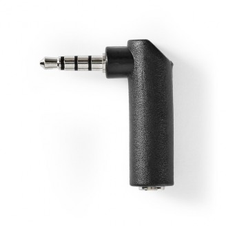 Stereo-Audioadapter | 3,5 mm Male | 3,5 mm Female | Vernikkeld | 90Â° Gehoekt | Metaal | Zwart | 10 Stuks | Polybag