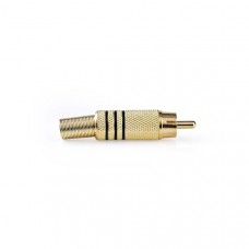 RCA-Connector | Recht | Male | Verguld | Soldeer | Diameter kabelinvoer: 7.0 mm | Metaal | Zwart | 10 Stuks | Polybag