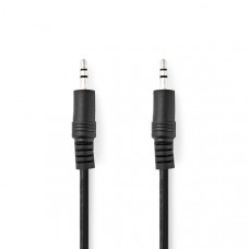 Stereo-Audiokabel | 3,5 mm Male | 3,5 mm Male | Vernikkeld | 0.50 m | Rond | Zwart | Label