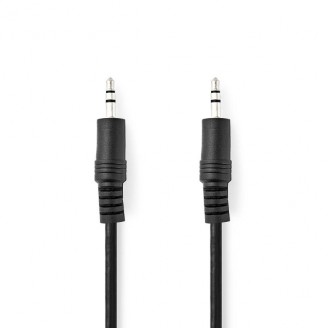 Stereo-Audiokabel | 3,5 mm Male | 3,5 mm Male | Vernikkeld | 0.50 m | Rond | Zwart | Label