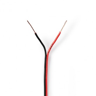 Speaker-Kabel | 2 x 0.35 mmÂ² | CCA | 100.0 m | Rond | PVC | Rood / Zwart | Folieverpakking