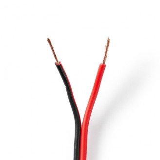 Speaker-Kabel | 2 x 0.75 mmÂ² | CCA | 100.0 m | Rond | PVC | Rood / Zwart | Folieverpakking