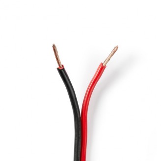Speaker-Kabel | 2 x 1.50 mmÂ² | CCA | 100.0 m | Rond | PVC | Rood / Zwart | Folieverpakking