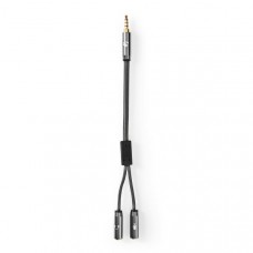 Stereo-Audiokabel | 3,5 mm Male | 2x 3,5 mm Female | Verguld | 0.20 m | Rond | Grijs / Gun Metal Grijs | Cover Window Box