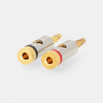 Banaanstekker | Recht | Male | Verguld | Schroef | Diameter kabelinvoer: 3.0 mm | Metaal | Goud | 2 Stuks | Envelop