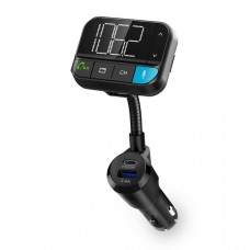 FM-Audiotransmitter voor Auto | Zwanenhals | Handsfree bellen | 2 " | Zwart-Wit Scherm | Bluetooth | PD 20 W / QC 3.0 | Snelladen | Bass boost | Google Assistant / Siri | Zwart