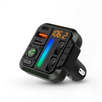 FM-Audiotransmitter voor Auto | Gefixeerd | Handsfree bellen | 1 " | Amber-Scherm | Bluetooth | PD 18 W / PD 24 W | Snelladen | Bass boost | Google Assistant / Siri | Zwart