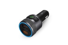 FM-Audiotransmitter voor Auto | Gefixeerd | Handsfree bellen | 1 " | Amber-Scherm | Bluetooth | PD 18 W / PD 24 W | Snelladen | Bass boost | Google Assistant / Siri | Zwart