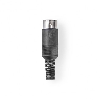 DIN-Connector | Recht | Male | Vernikkeld | Twist-On | Diameter kabelinvoer: 6.0 mm | Polyvinylchloride (PVC) | Zwart | 25 Stuks | Polybag