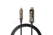 Actieve Optische USB-Kabel | USB-CT Male | HDMI Connector | 18 Gbps | 30.0 m | Rond | PVC | Zwart | Gift Box