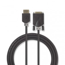 HDMI Kabel | HDMI Connector | DVI-D 24+1-Pins Male | 1080p | Verguld | 2.00 m | Recht | PVC | Antraciet | Window Box met Euro Lock
