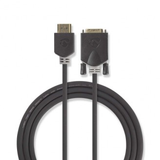 HDMIT Kabel | HDMIT Connector | DVI-D 24+1-Pins Male | 1080p | Verguld | 2.00 m | Recht | PVC | Antraciet | Window Box met Euro Lock